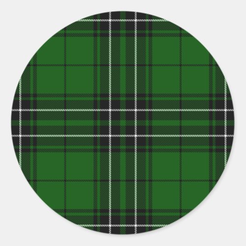 Green and Black Scottish Clan MacLean Tartan Classic Round Sticker