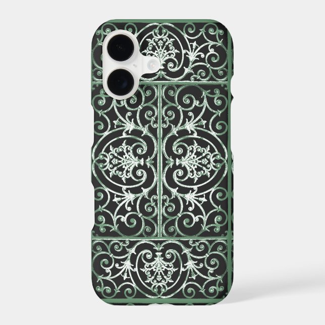 Green and black scrollwork pattern Case-Mate iPhone case (Back)