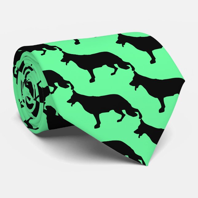 Green and Black Shepherd Dog Neck Tie (Rolled)
