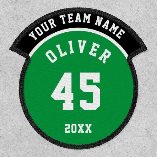 Green and Black Sports Player Team Name Number Patch
