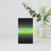 Green and Black Stainless Steel Metal Business Card (Standing Front)