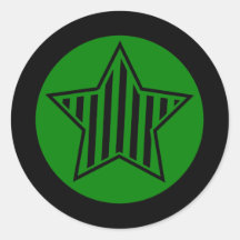 Green and Black Star Round Sticker