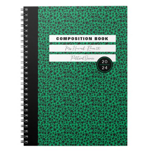 Green and Black Star School Composition Notebook