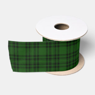Green and Black Stewart Christmas Tartan Satin Ribbon