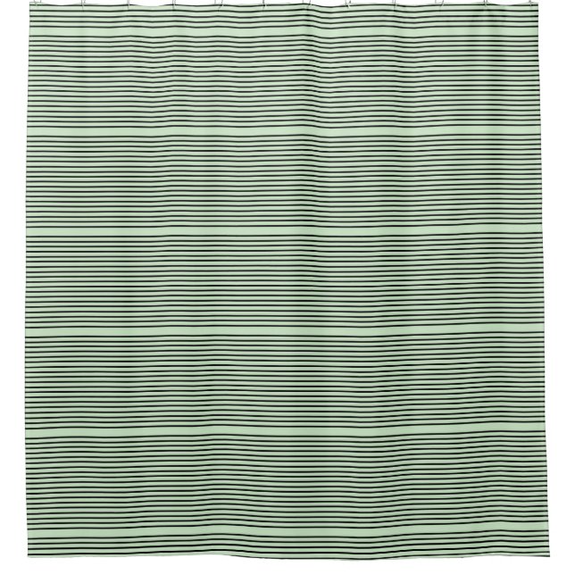 Green And Black Stripe Shower Curtain (Front)