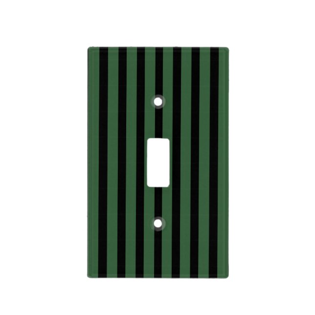 Green and Black Stripes Light Switch Cover (Front)