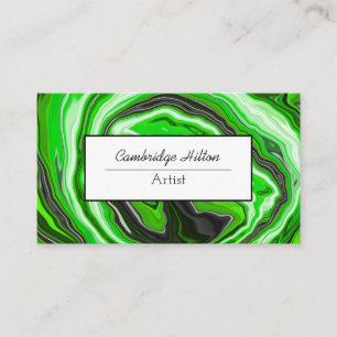 Green and Black Swirl Abstract Fluid Art Business Card