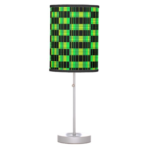 Green and Black Table Lamp Abstract Plaid Decor