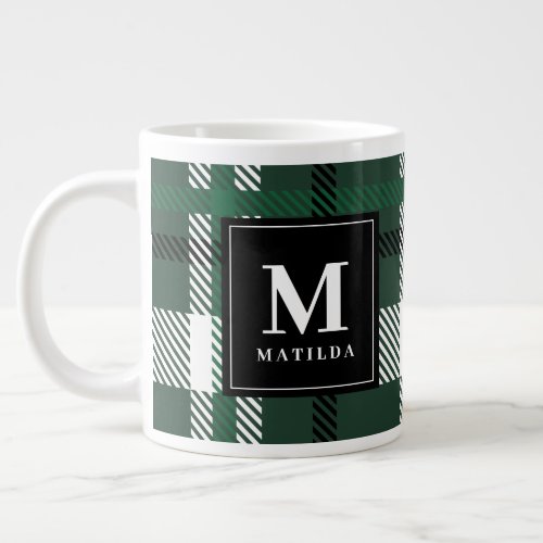 Green and black tartan check Christmas Giant Coffee Mug