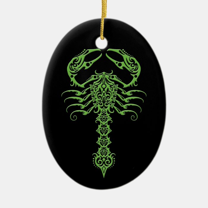 Green and Black Tribal Scorpion Christmas Tree Ornaments