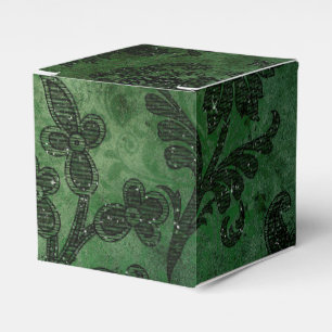 Green and Black Vintage Damask Favor Boxes
