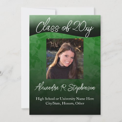Green and Black Wave 5x7 Graduation Announcement