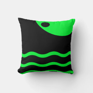 Green and Black Wave Decor  throw pillow