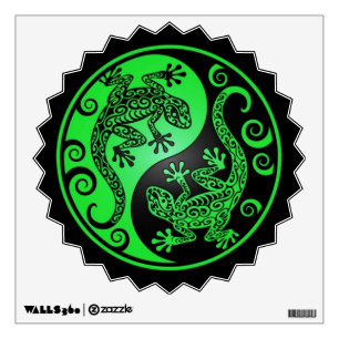 Green and Black Yin Yang Geckos Wall Sticker