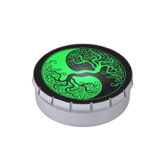 Green and Black Yin Yang Tree Candy Tin (Side)