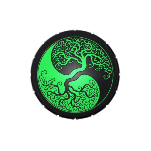 Green and Black Yin Yang Tree Candy Tin (Top)