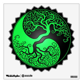 Green and Black Yin Yang Tree Wall Decal
