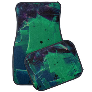 GREEN AND BLUE ABSTRACT PAINTING CAR FLOOR MAT