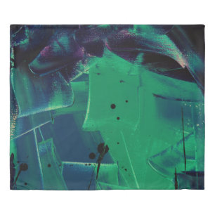 GREEN AND BLUE ABSTRACT PAINTING DUVET COVER