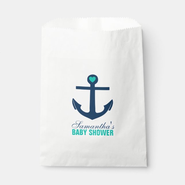 Green and Blue Anchor Favor Bag (Front)