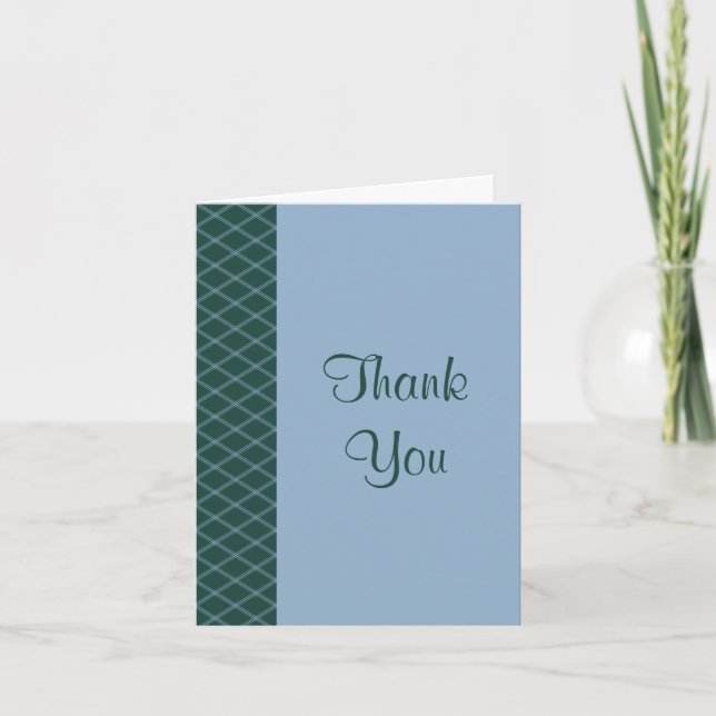 Green and Blue Art Deco Diamonds Thank You Card (Front)