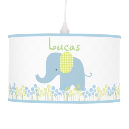 Green And Blue Baby Elephant Floral Pendant Lamp