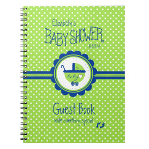 Green and Blue Baby Shower Guest Book- Notebook