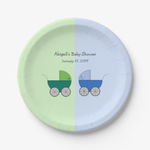 Green and Blue Baby Shower Paper Plates