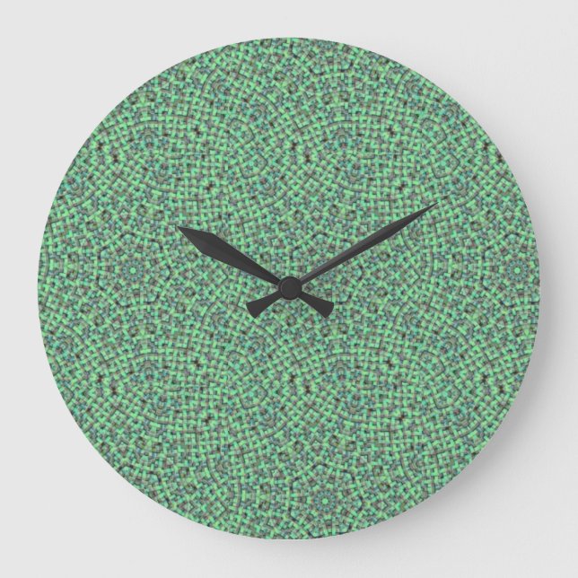 Green and Blue Basketweave Large Clock (Front)