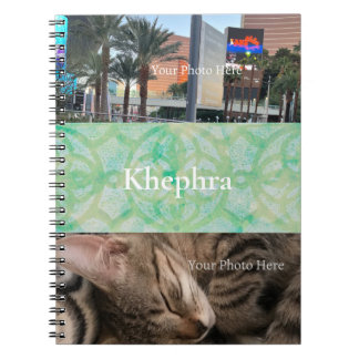 Green and Blue Batik Name and Photo Collage Notebook