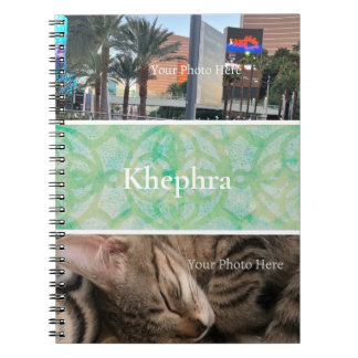 Green And Blue Batik Photo Collage, Border, Name Notebook