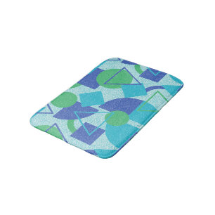 Green and Blue Bauhaus Style Bath Mat