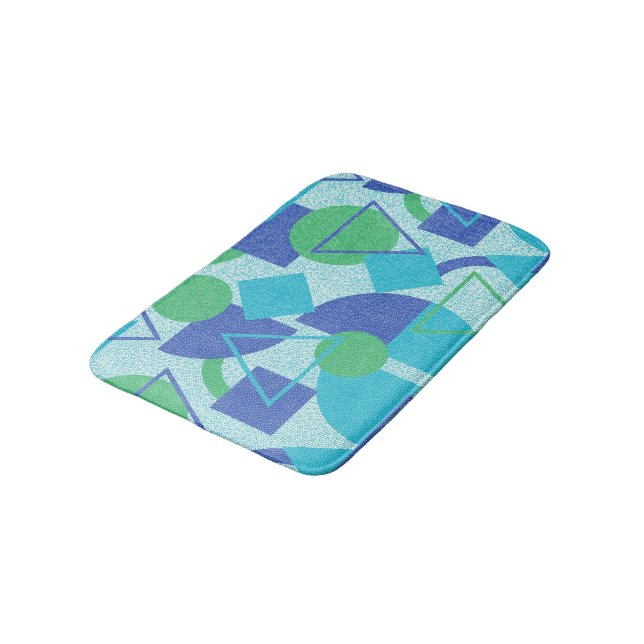 Green and Blue Bauhaus Style Bath Mat (Angled)