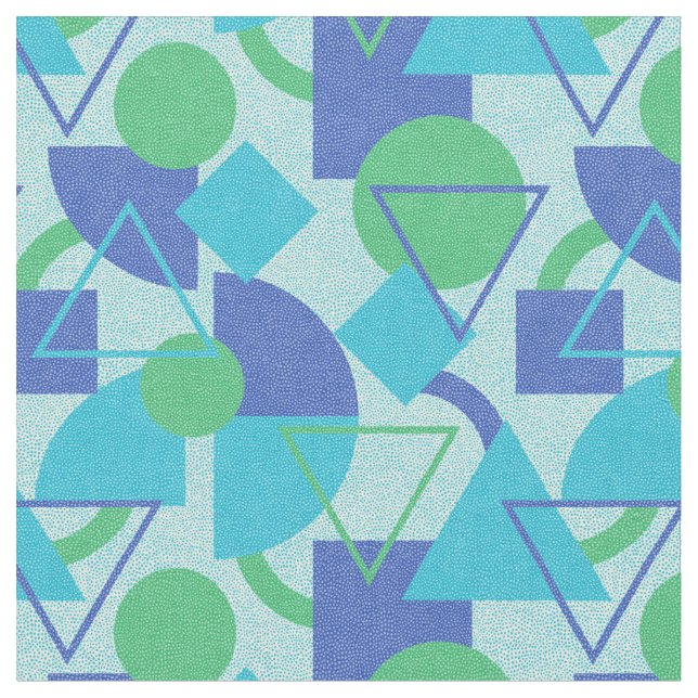 Green and Blue Bauhaus Style Fabric (Close Up)