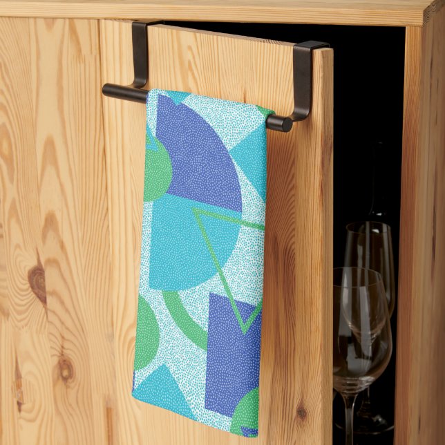 Green and Blue Bauhaus Style  Kitchen Towel (Thirds Fold)
