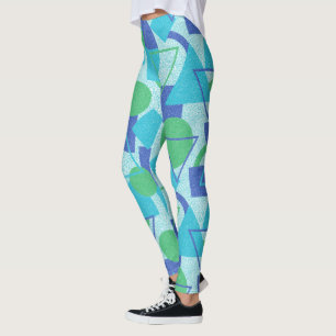 Green and Blue Bauhaus Style Leggings