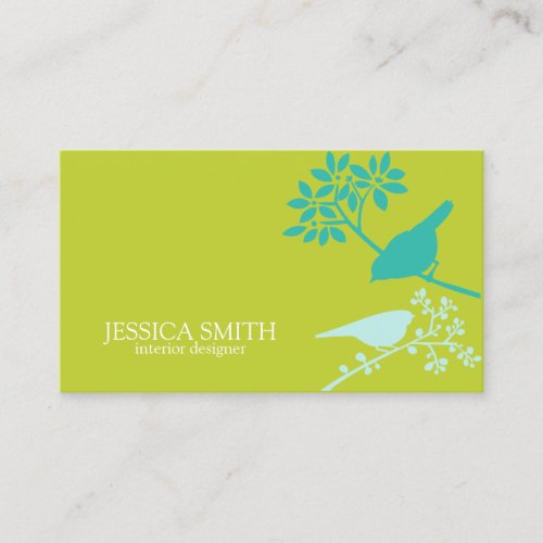 Green and Blue Birds Business Cards