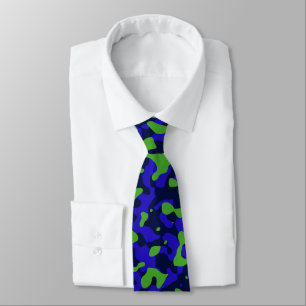 Green and Blue Bold Camouflage Neck Tie