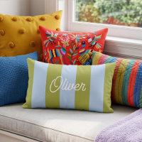 Green and Blue Bold Stripes Monogrammed