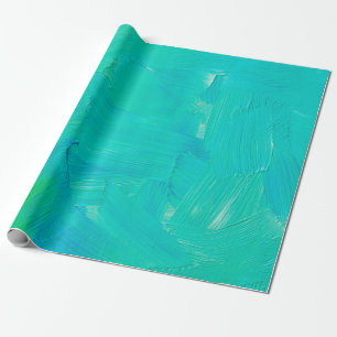 Green and blue brush strokes painted abstract grun wrapping paper