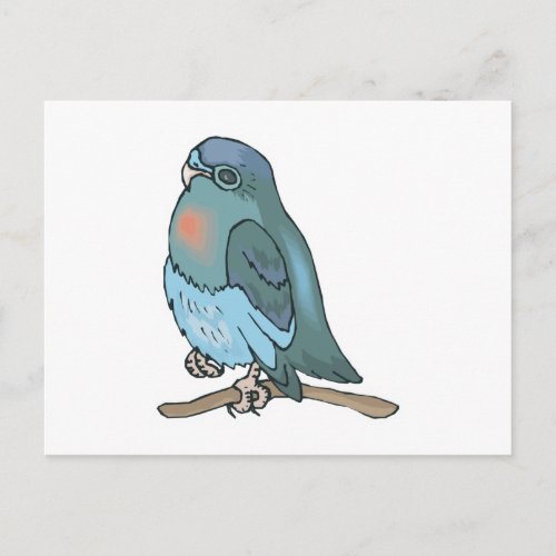 green and blue budgie bird postcard