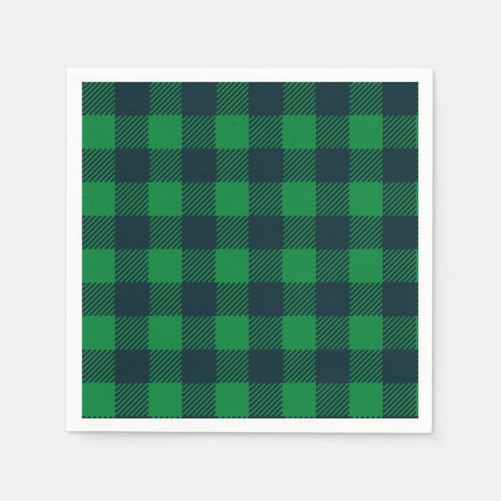 Green and Blue Buffalo Plaid Paper Napkins