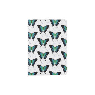 Green And Blue Butterfly Pattern Passport Holder