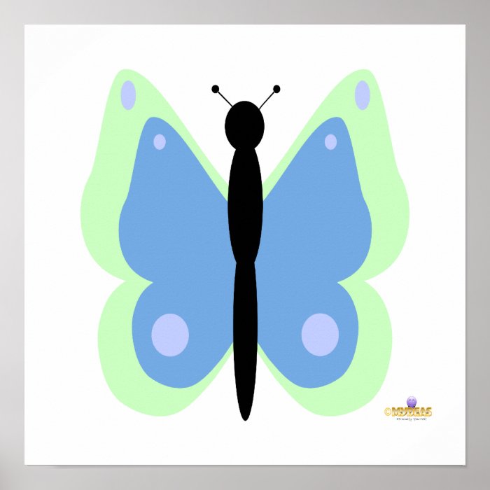 Green And Blue Butterfly Print