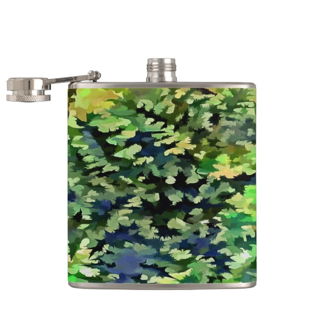 Green and Blue Camouflage Pattern Flask (Opened)