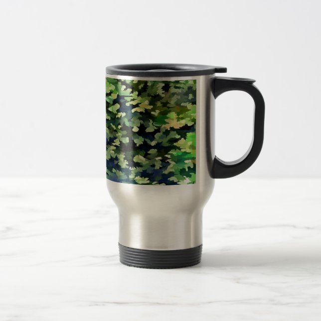 Green and Blue Camouflage Pattern Travel Mug (Right)