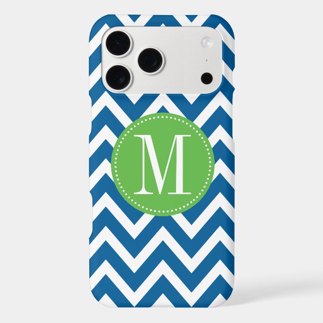 Green and Blue Chevron Custom Monogram Iphone Case (Back)