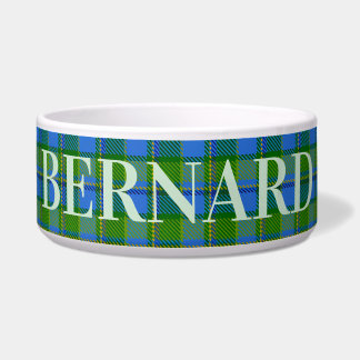 Green and Blue Classic Plaid Personalized Dog Bowl