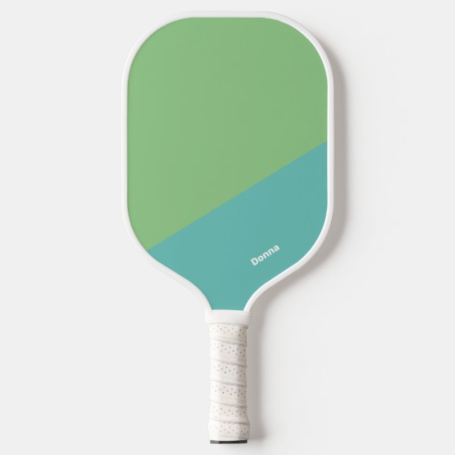 Green And Blue Color Block With Name Pickleball Paddle (Front)