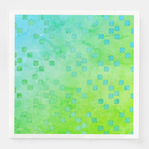 Green and Blue Contemporary Polka Dots Pattern Paper Dinner Napkins